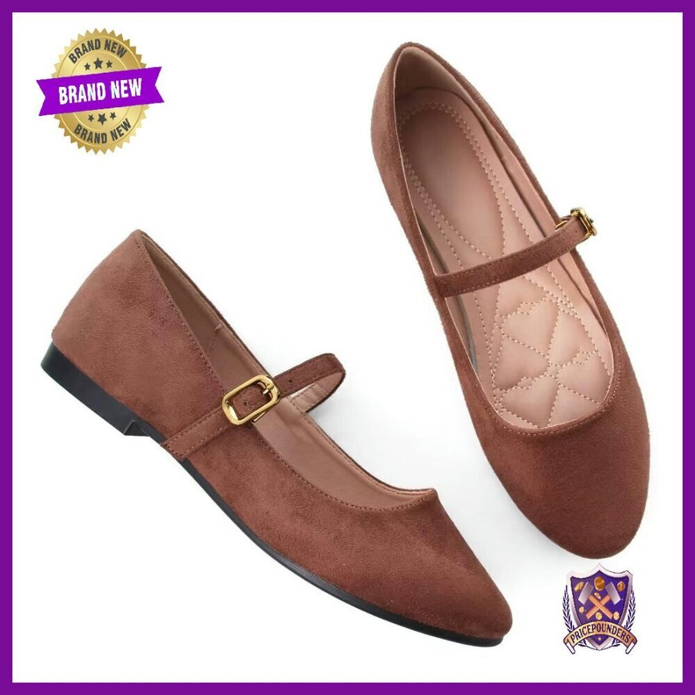 Women's Mary Jane Ballet Flats Round Toe Ankle Strap Slip On Dress Shoes